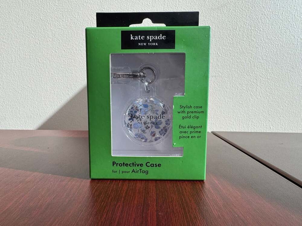 New Kate Spade New York AirTag Holder - Flowerbed Blue